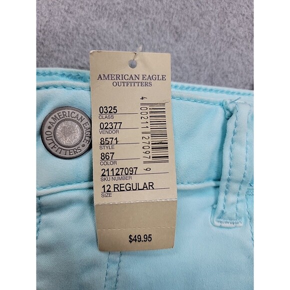 American Eagle Jeggings Womens 12 30x24 Crop Robin Egg Blue Mid High Stretch NEW - Picture 6 of 16